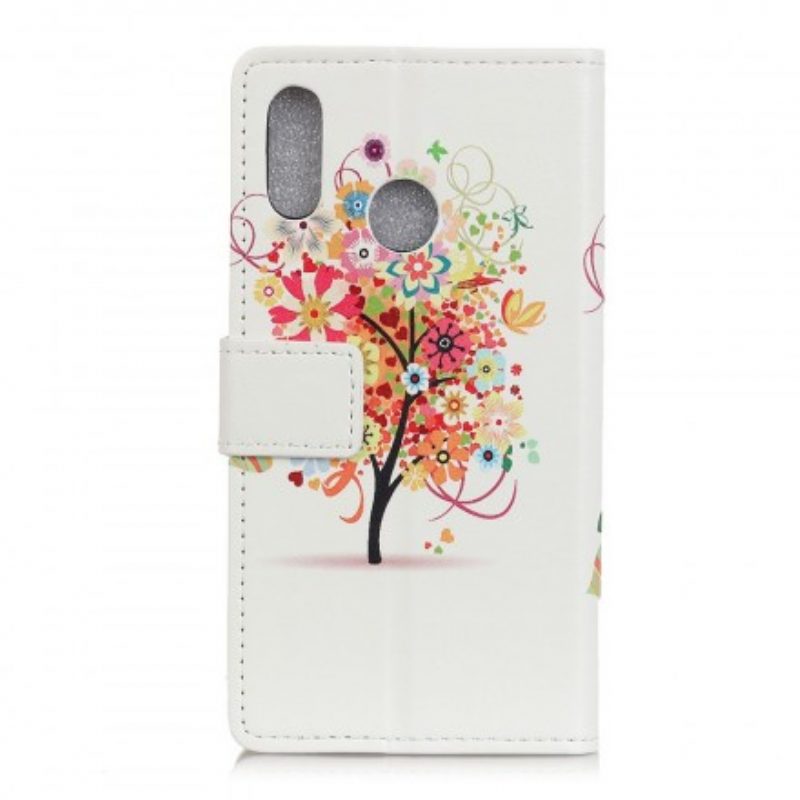 Custodia in pelle Samsung Galaxy A40 Albero In Fiore