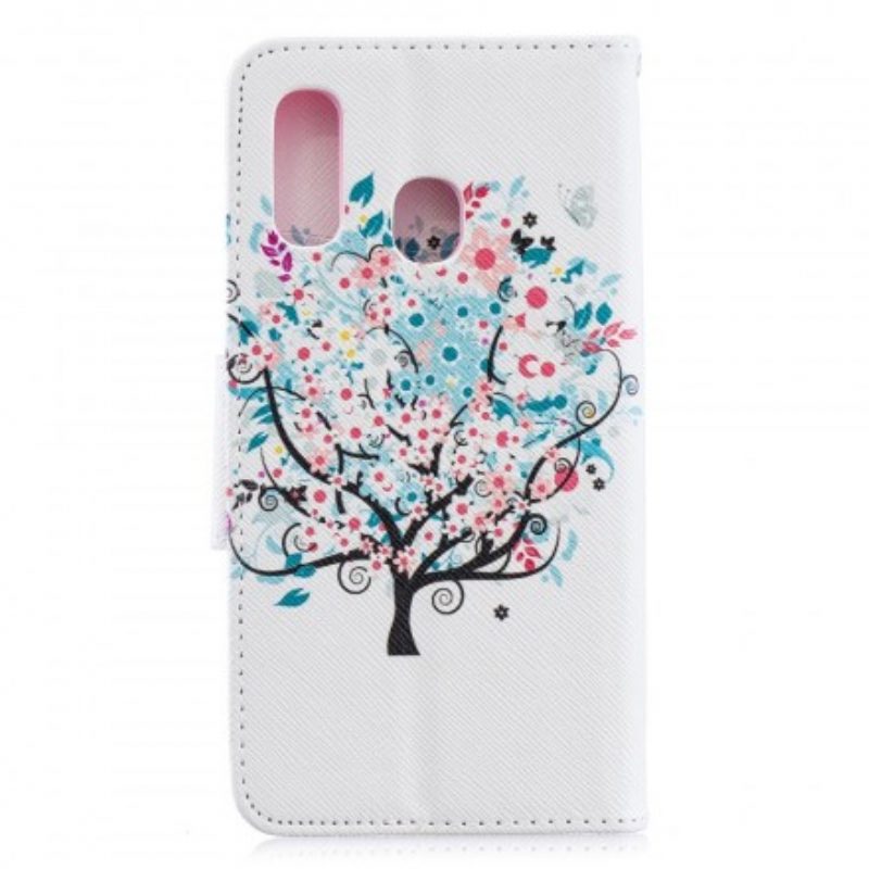 Custodia in pelle Samsung Galaxy A40 Albero Fiorito