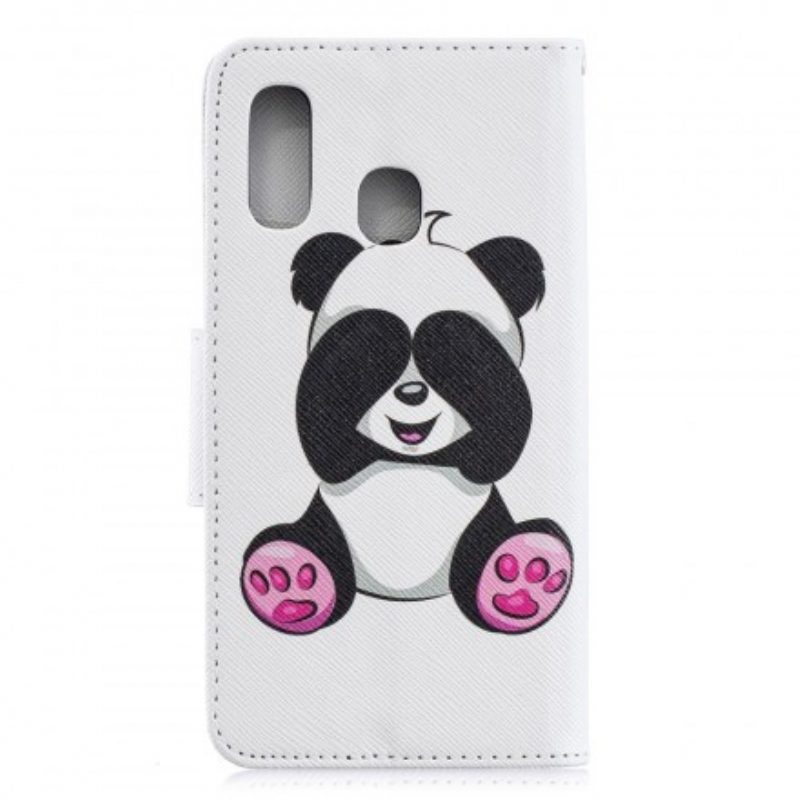 Custodia in pelle Samsung Galaxy A40 Divertimento Panda