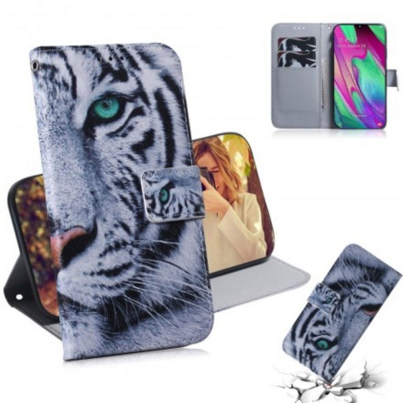 Custodia in pelle Samsung Galaxy A40 Faccia Da Tigre