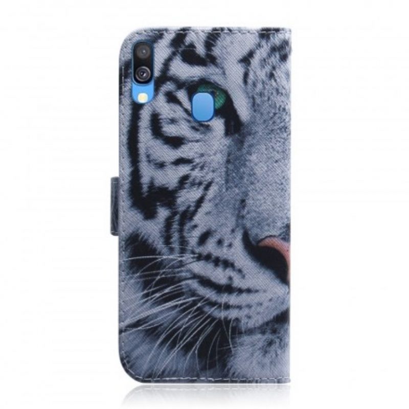 Custodia in pelle Samsung Galaxy A40 Faccia Da Tigre