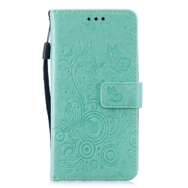 Custodia in pelle Samsung Galaxy A40 Farfalle In Turbinio