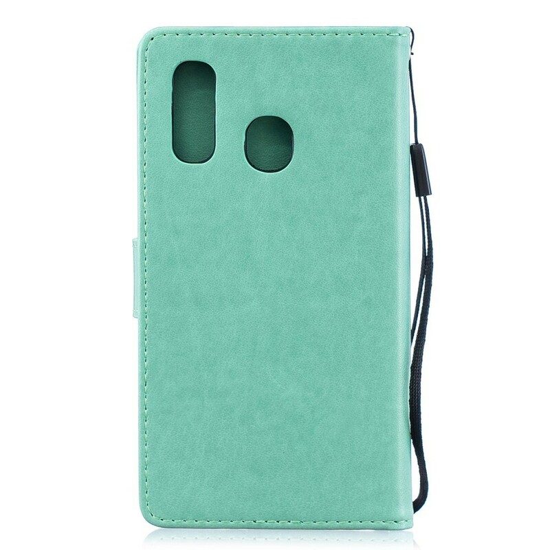 Custodia in pelle Samsung Galaxy A40 Farfalle In Turbinio