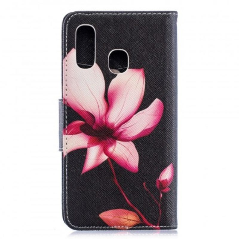 Custodia in pelle Samsung Galaxy A40 Fiore Rosa