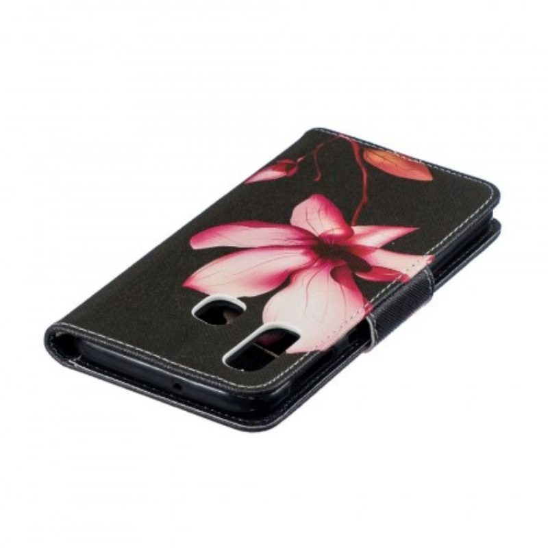 Custodia in pelle Samsung Galaxy A40 Fiore Rosa