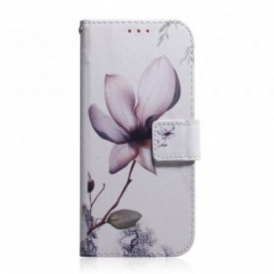 Custodia in pelle Samsung Galaxy A40 Fiore Rosa Polveroso