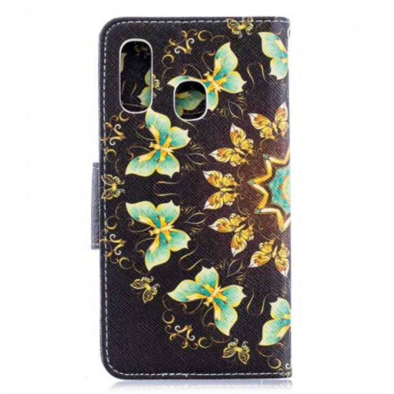 Custodia in pelle Samsung Galaxy A40 Mandala Farfalle