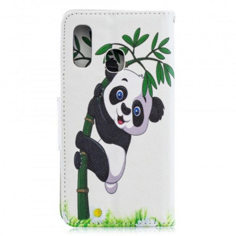 Custodia in pelle Samsung Galaxy A40 Panda Su Bambù