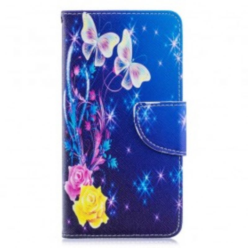 Folio Cover Samsung Galaxy A40 Farfalle Colorate Di Notte