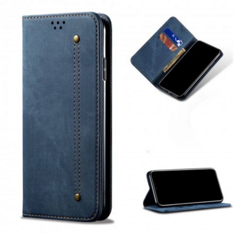 Folio Cover Xiaomi Redmi Note 9T Custodia in pelle Tessuto Denim