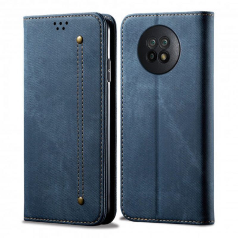 Folio Cover Xiaomi Redmi Note 9T Custodia in pelle Tessuto Denim