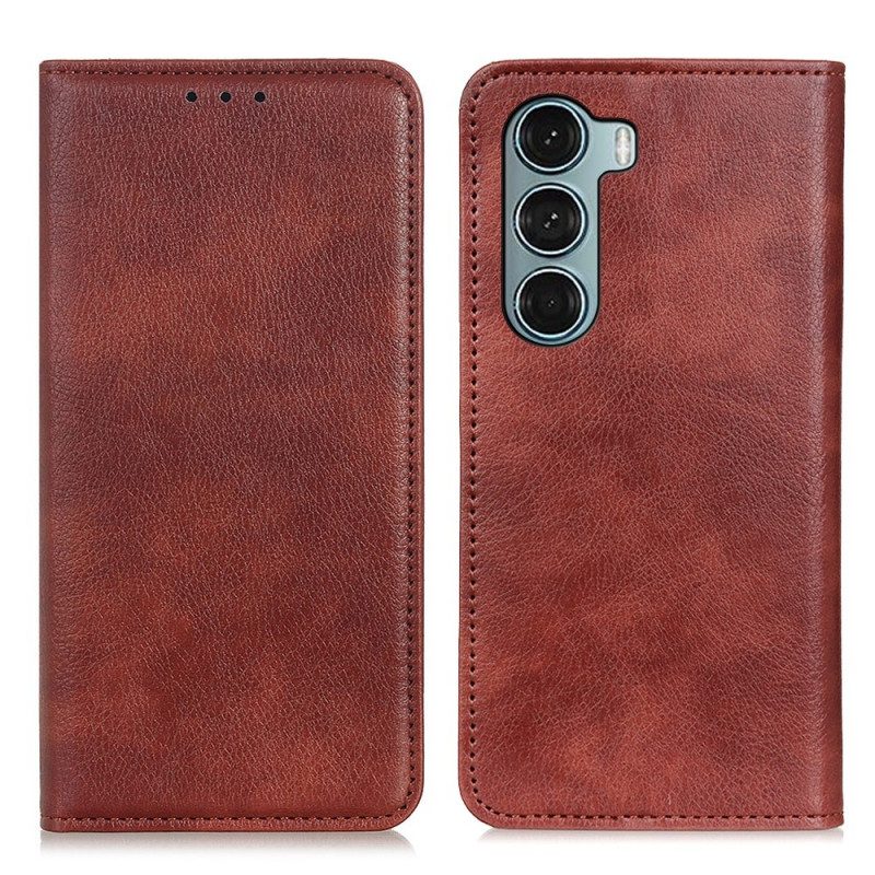 Folio Cover Moto G200 5G Custodia in pelle Trama Di Cuoio Spaccato Di Litchi