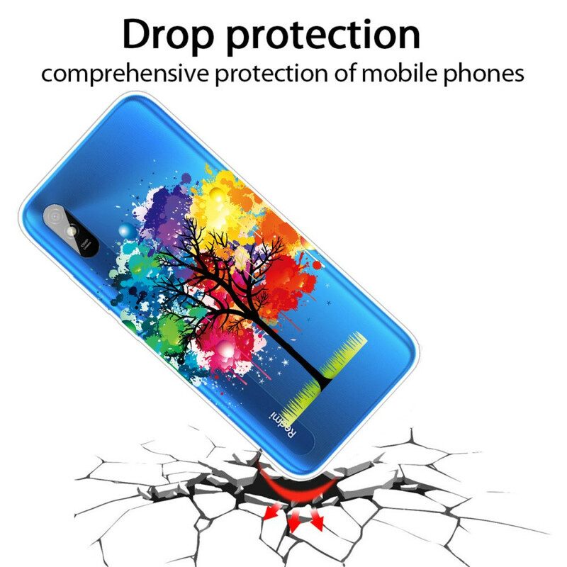 Cover Xiaomi Redmi 9A Albero Dell'acquerello Senza Soluzione Di Continuità