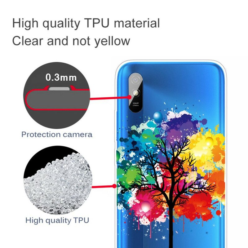 Cover Xiaomi Redmi 9A Albero Dell'acquerello Senza Soluzione Di Continuità