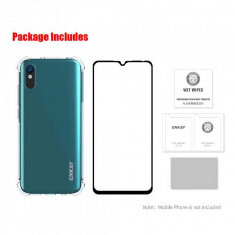 Cover Xiaomi Redmi 9A Combo E Schermo In Vetro Temperato Enkay