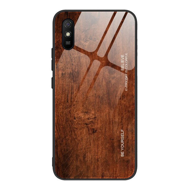 Cover Xiaomi Redmi 9A Design In Legno Vetro Temperato