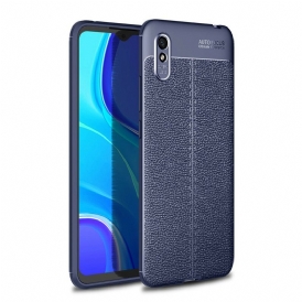 Cover Xiaomi Redmi 9A Doppia Linea Litchi Effetto Pelle