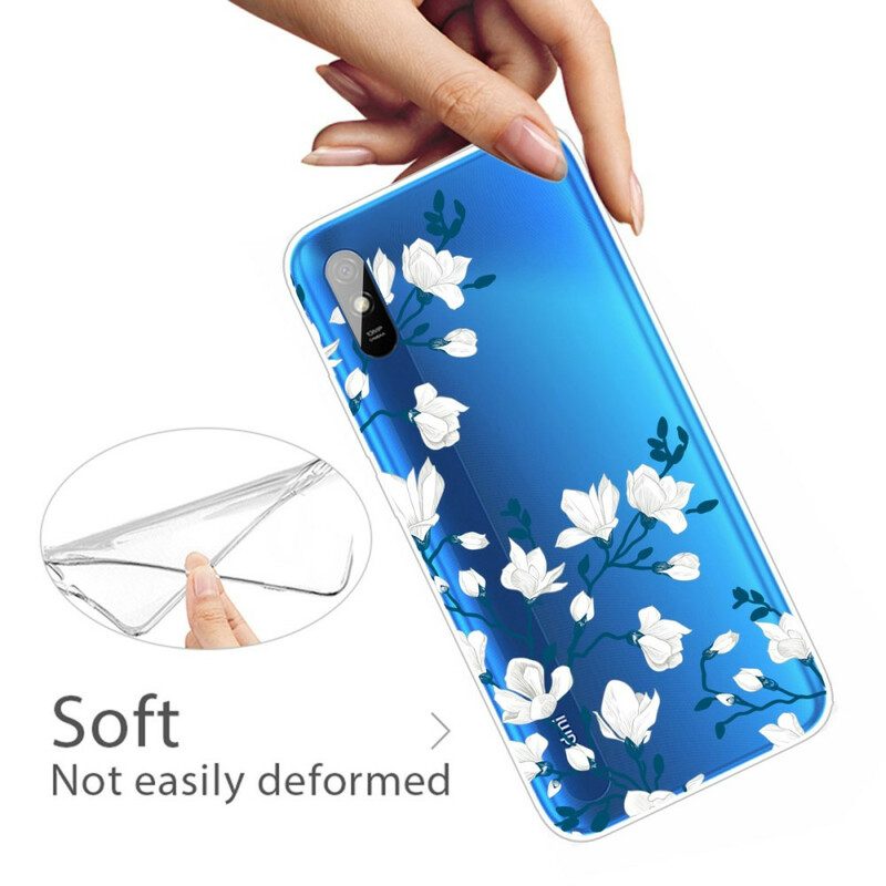 Cover Xiaomi Redmi 9A Fiori Bianchi