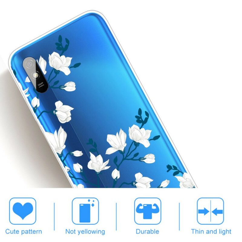 Cover Xiaomi Redmi 9A Fiori Bianchi