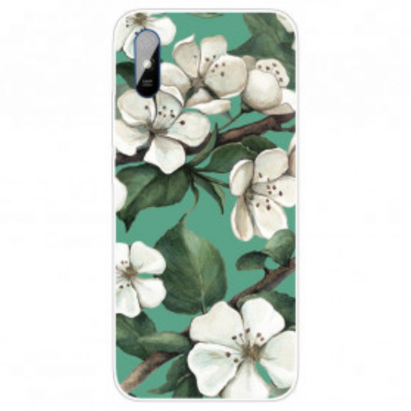 Cover Xiaomi Redmi 9A Fiori Bianchi Dipinti