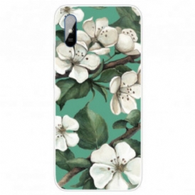 Cover Xiaomi Redmi 9A Fiori Bianchi Dipinti