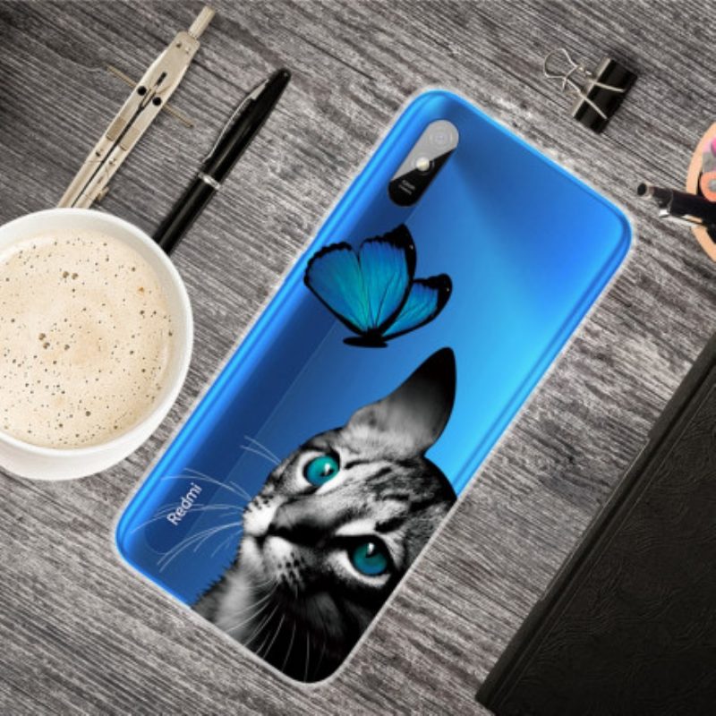 Cover Xiaomi Redmi 9A Gatto E Farfalla