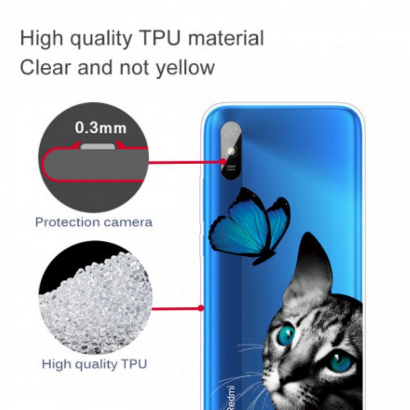 Cover Xiaomi Redmi 9A Gatto E Farfalla