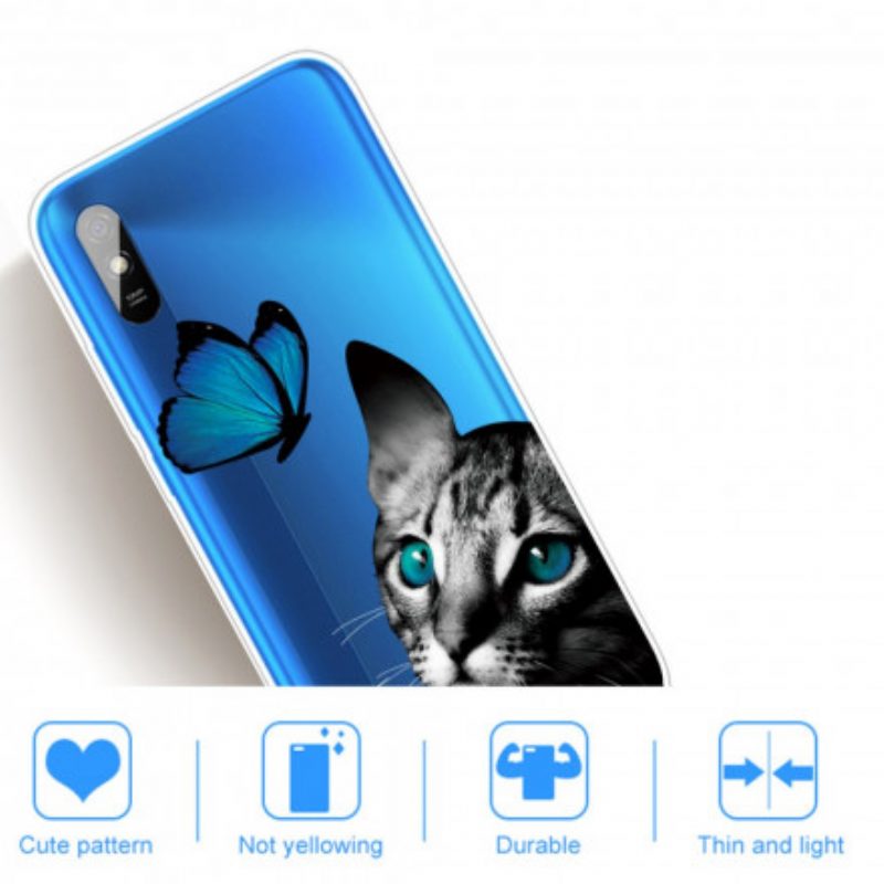 Cover Xiaomi Redmi 9A Gatto E Farfalla