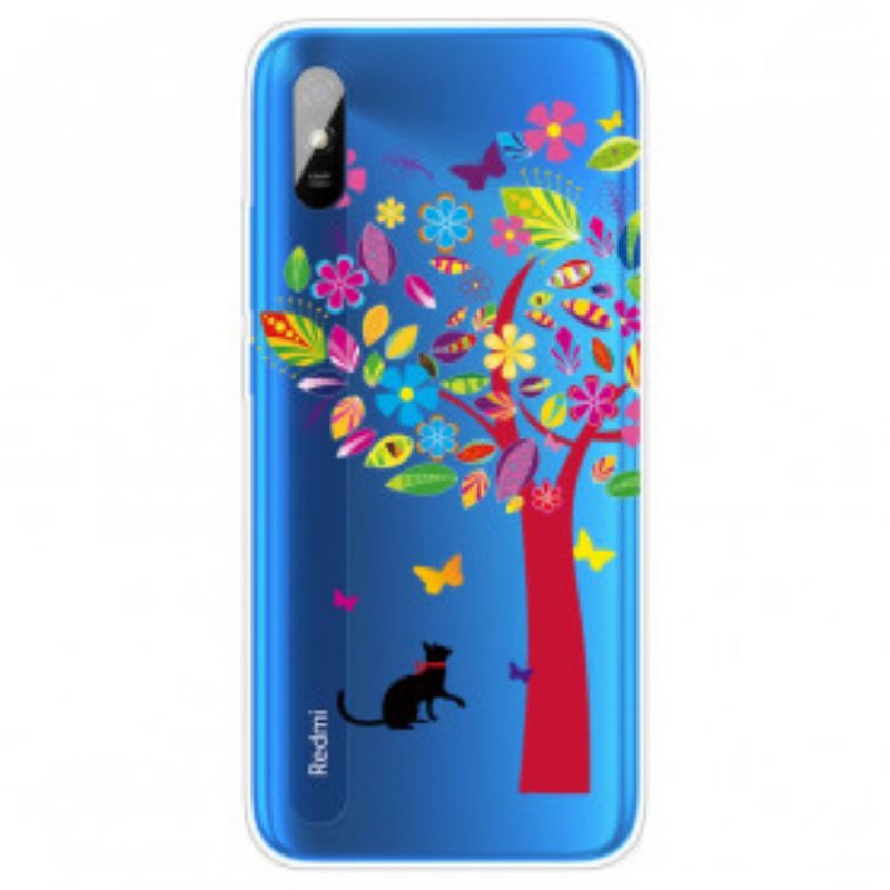 Cover Xiaomi Redmi 9A Gatto Sotto L'albero Colorato