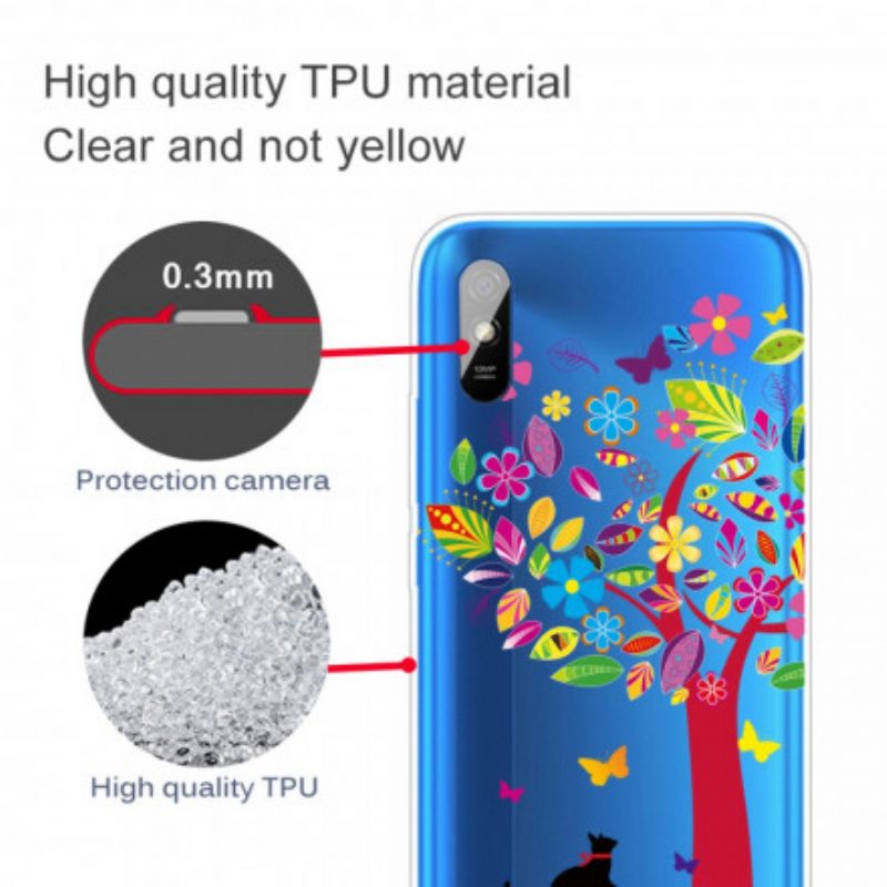 Cover Xiaomi Redmi 9A Gatto Sotto L'albero Colorato