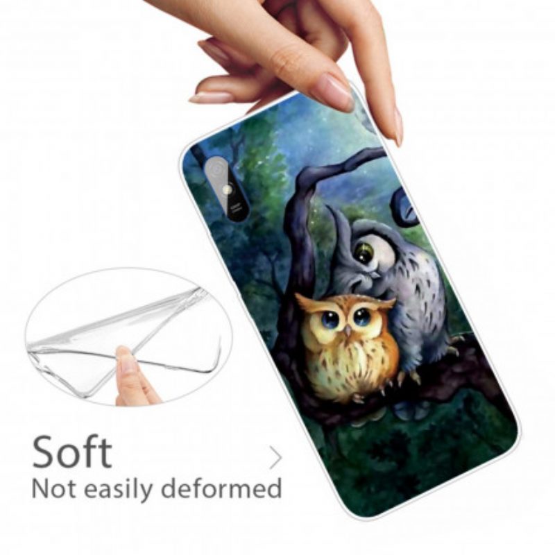 Cover Xiaomi Redmi 9A Pittura Gufi