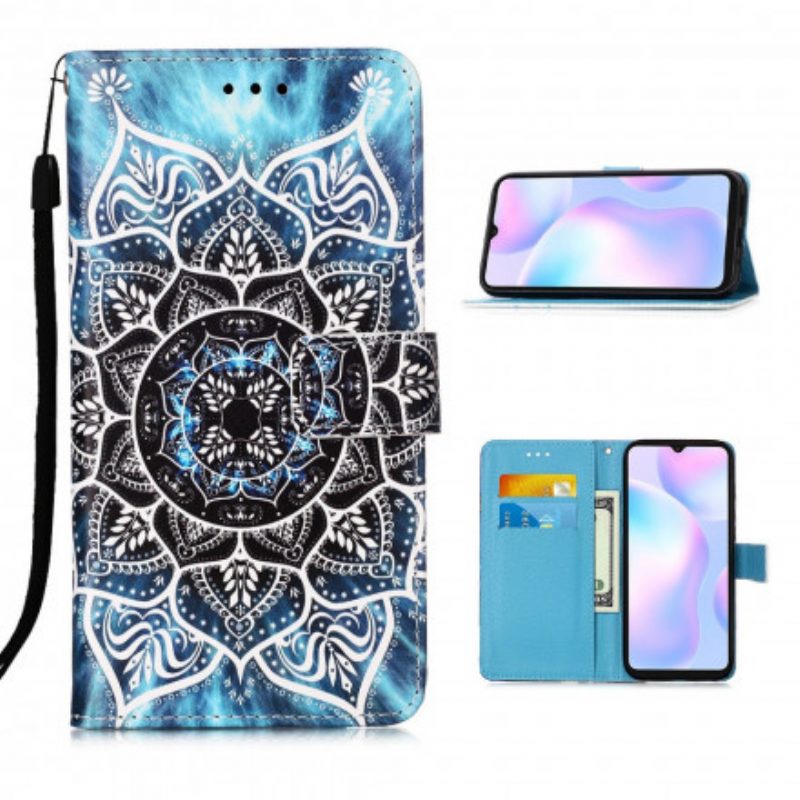 Custodia A Portafoglio Xiaomi Redmi 9A Mandala Con Spalline Nere