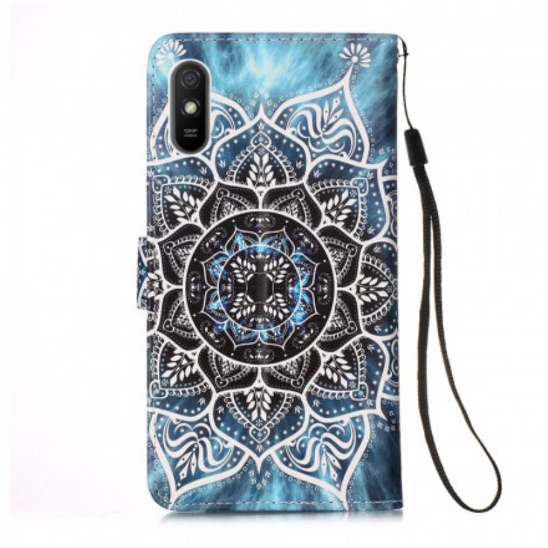 Custodia A Portafoglio Xiaomi Redmi 9A Mandala Con Spalline Nere