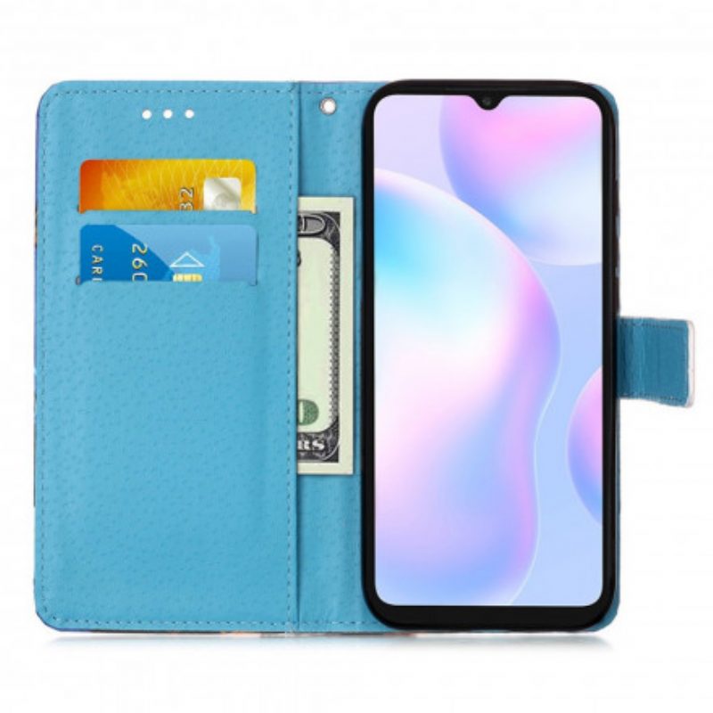 Custodia A Portafoglio Xiaomi Redmi 9A Mandala Con Spalline Nere