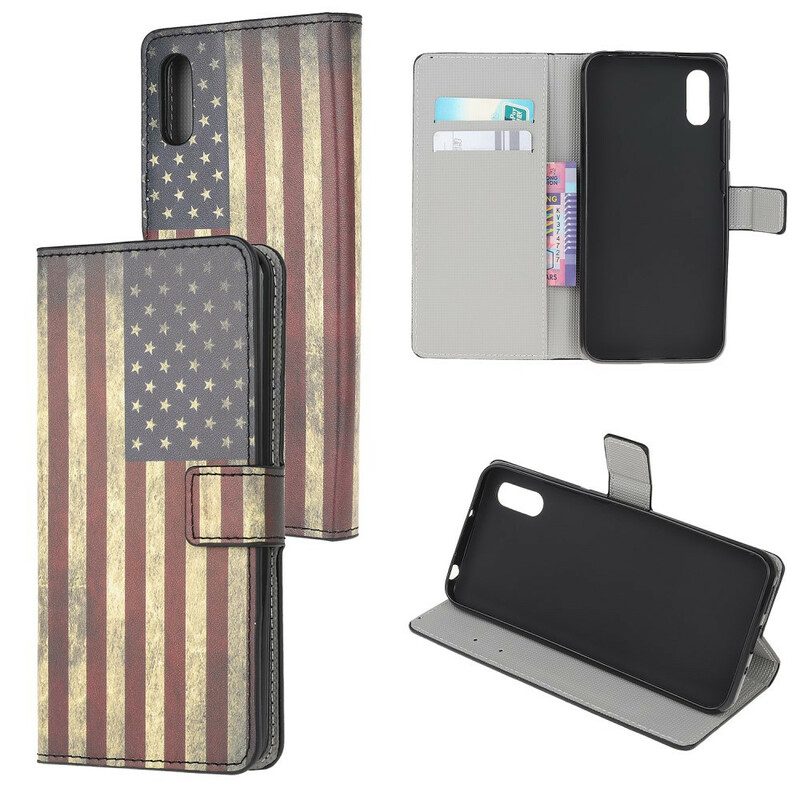 Custodia in pelle Xiaomi Redmi 9A Bandiera Americana