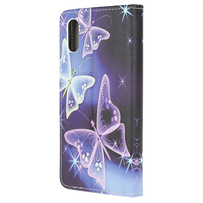 Custodia in pelle Xiaomi Redmi 9A Farfalle Al Neon