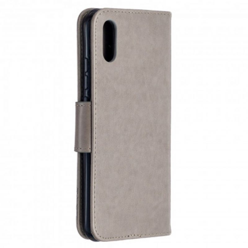 Custodia in pelle Xiaomi Redmi 9A Farfalle Stampate Strappy