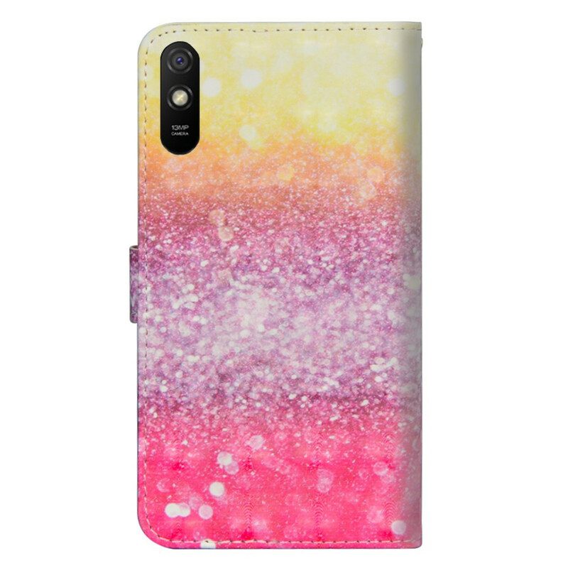 Custodia in pelle Xiaomi Redmi 9A Gradiente Glitterato Magenta