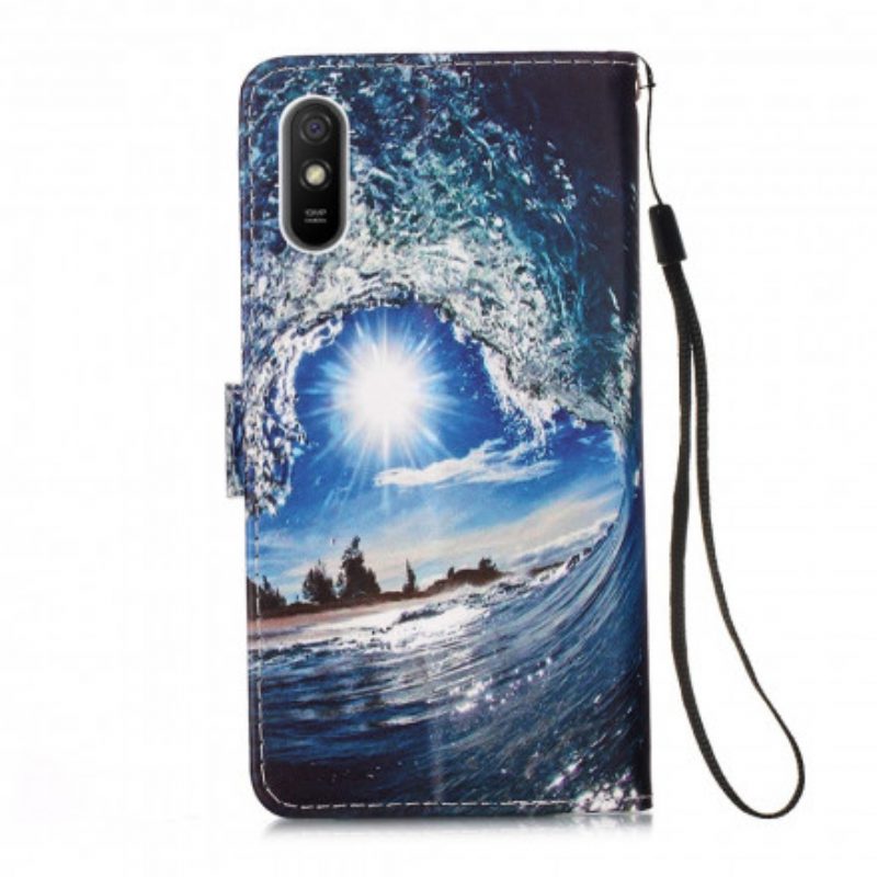 Custodia in pelle Xiaomi Redmi 9A Paesaggio Con Cordino Daydreams