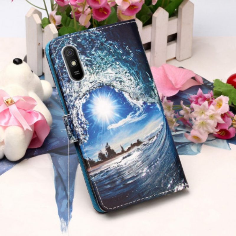 Custodia in pelle Xiaomi Redmi 9A Paesaggio Con Cordino Daydreams