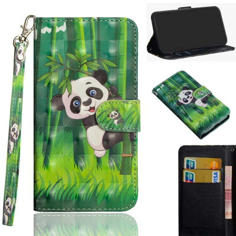 Custodia in pelle Xiaomi Redmi 9A Panda E Bambù