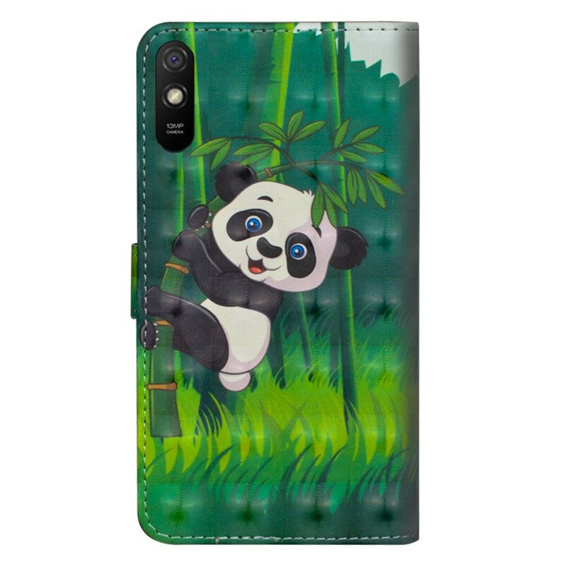 Custodia in pelle Xiaomi Redmi 9A Panda E Bambù