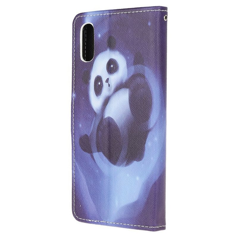 Custodia in pelle Xiaomi Redmi 9A Panda Space Con Cordino