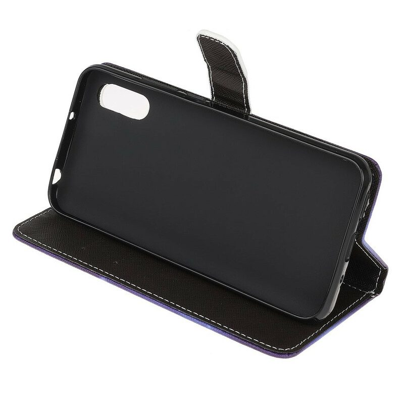 Custodia in pelle Xiaomi Redmi 9A Strappy Occhi Di Gatto Nero