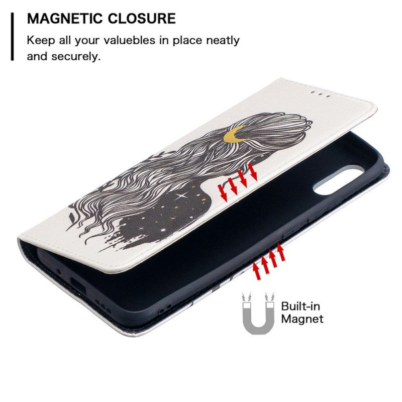 Folio Cover Xiaomi Redmi 9A Custodia in pelle Bei Capelli