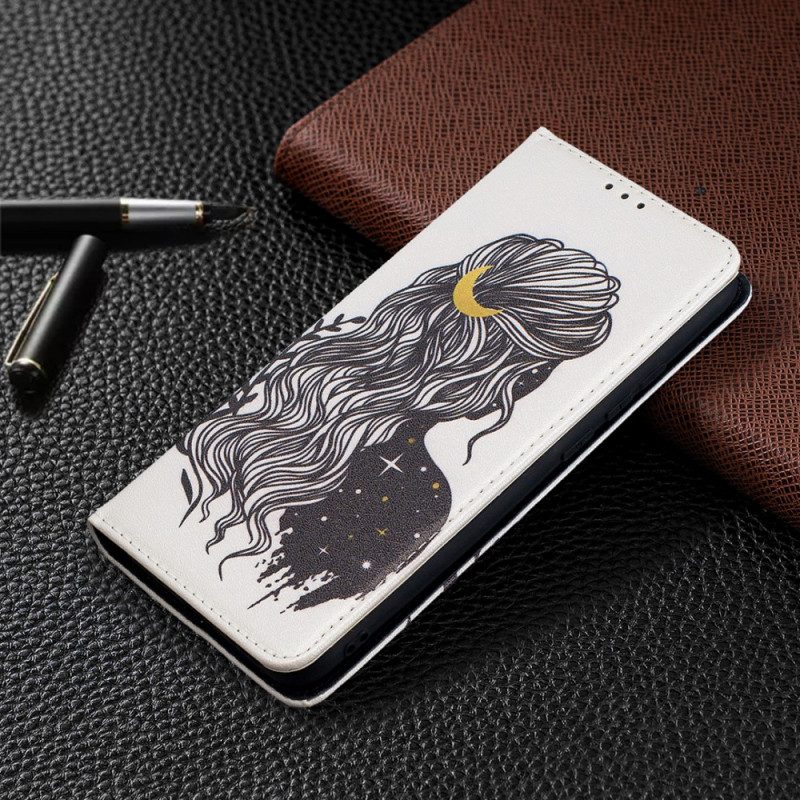 Folio Cover Xiaomi Redmi 9A Custodia in pelle Bei Capelli