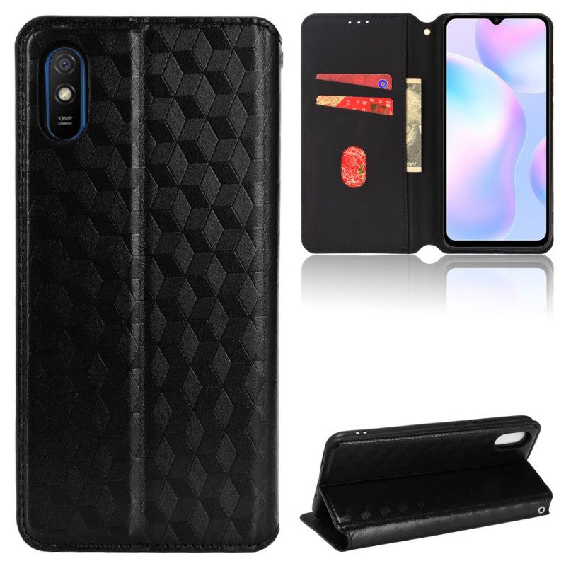 Folio Cover Xiaomi Redmi 9A Custodia in pelle Effetto Pelle Diamante