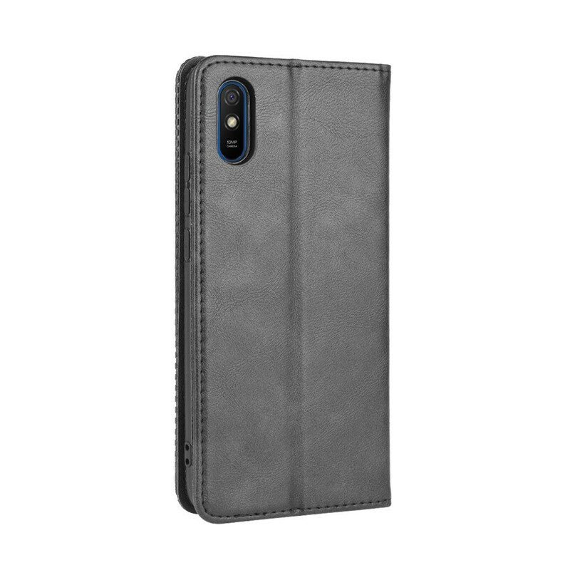 Folio Cover Xiaomi Redmi 9A Custodia in pelle Effetto Pelle Vintage Stilizzato