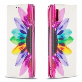 Folio Cover Xiaomi Redmi 9A Custodia in pelle Fiore Dell'acquerello