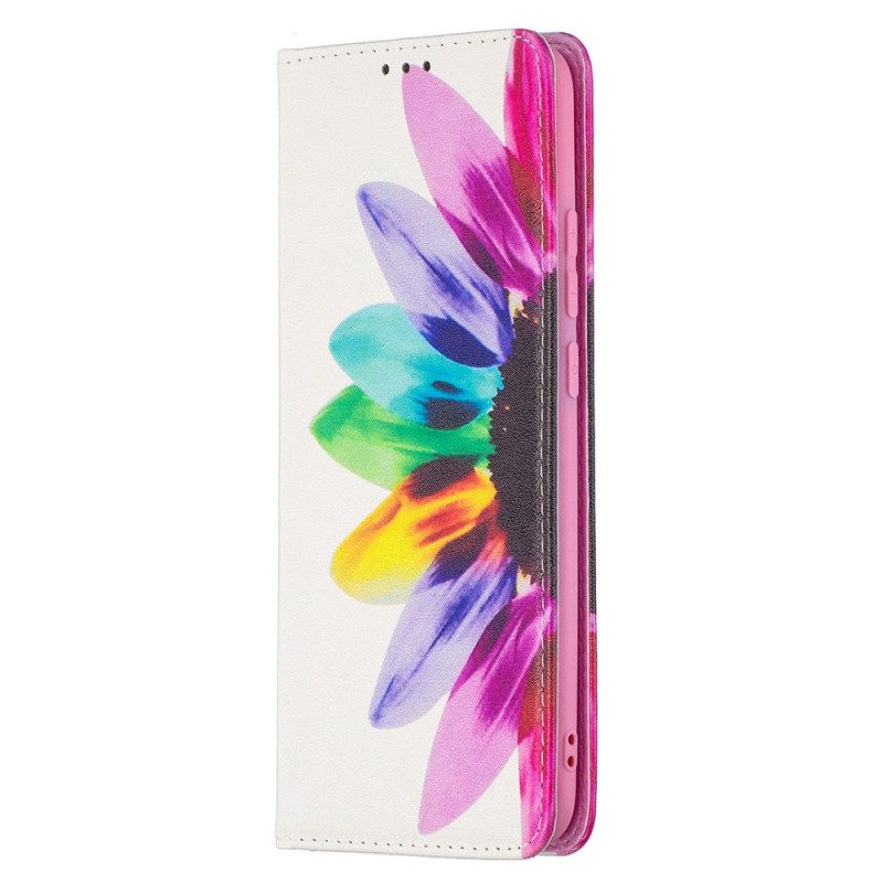 Folio Cover Xiaomi Redmi 9A Custodia in pelle Fiore Dell'acquerello